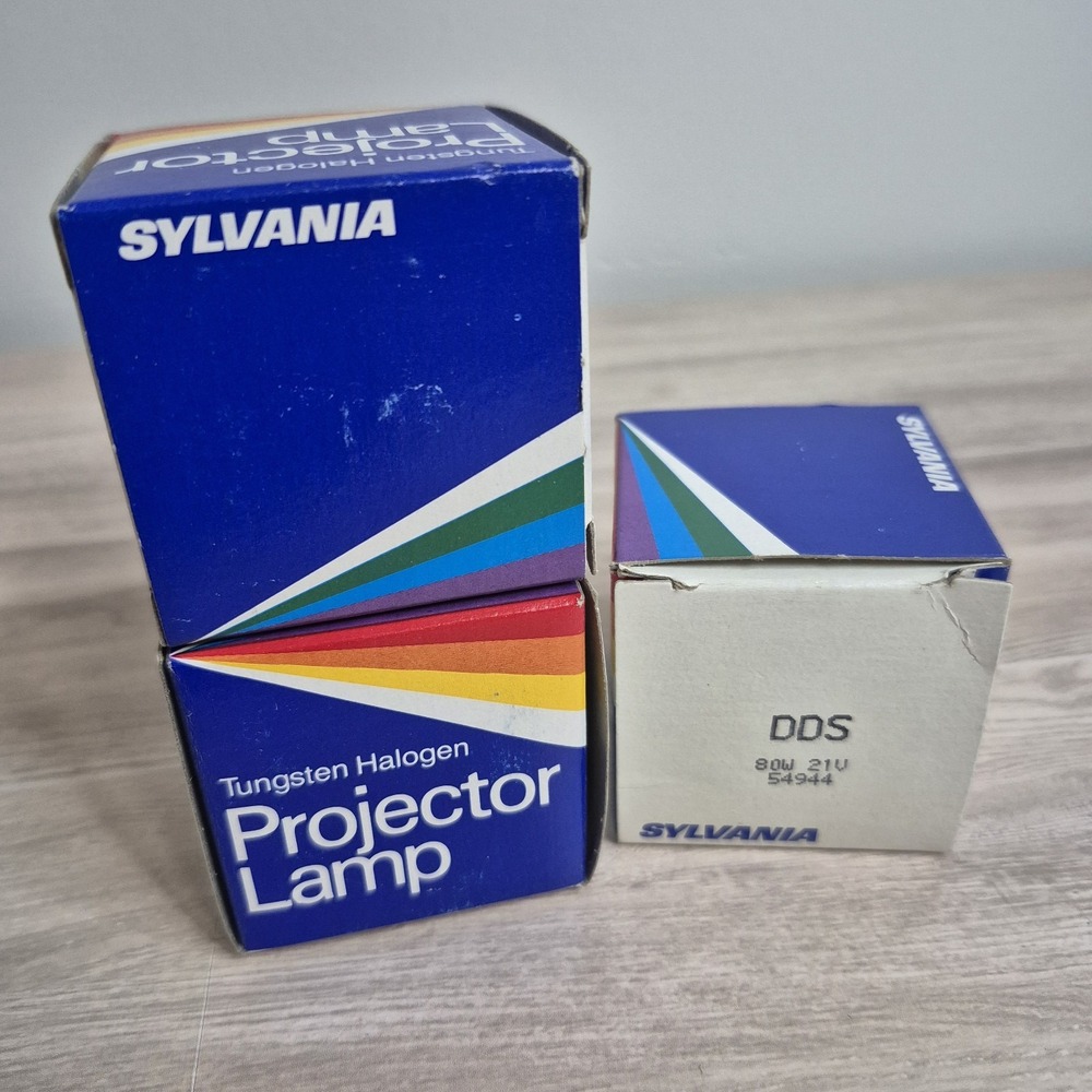 x3 Sylvania DDS 80W 21V Tungsten Halogen Projector Lamp Bulb VTG New Untested